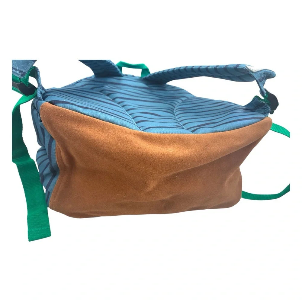 Hanna Andersson Blue Striped Backpack with Fun Patches